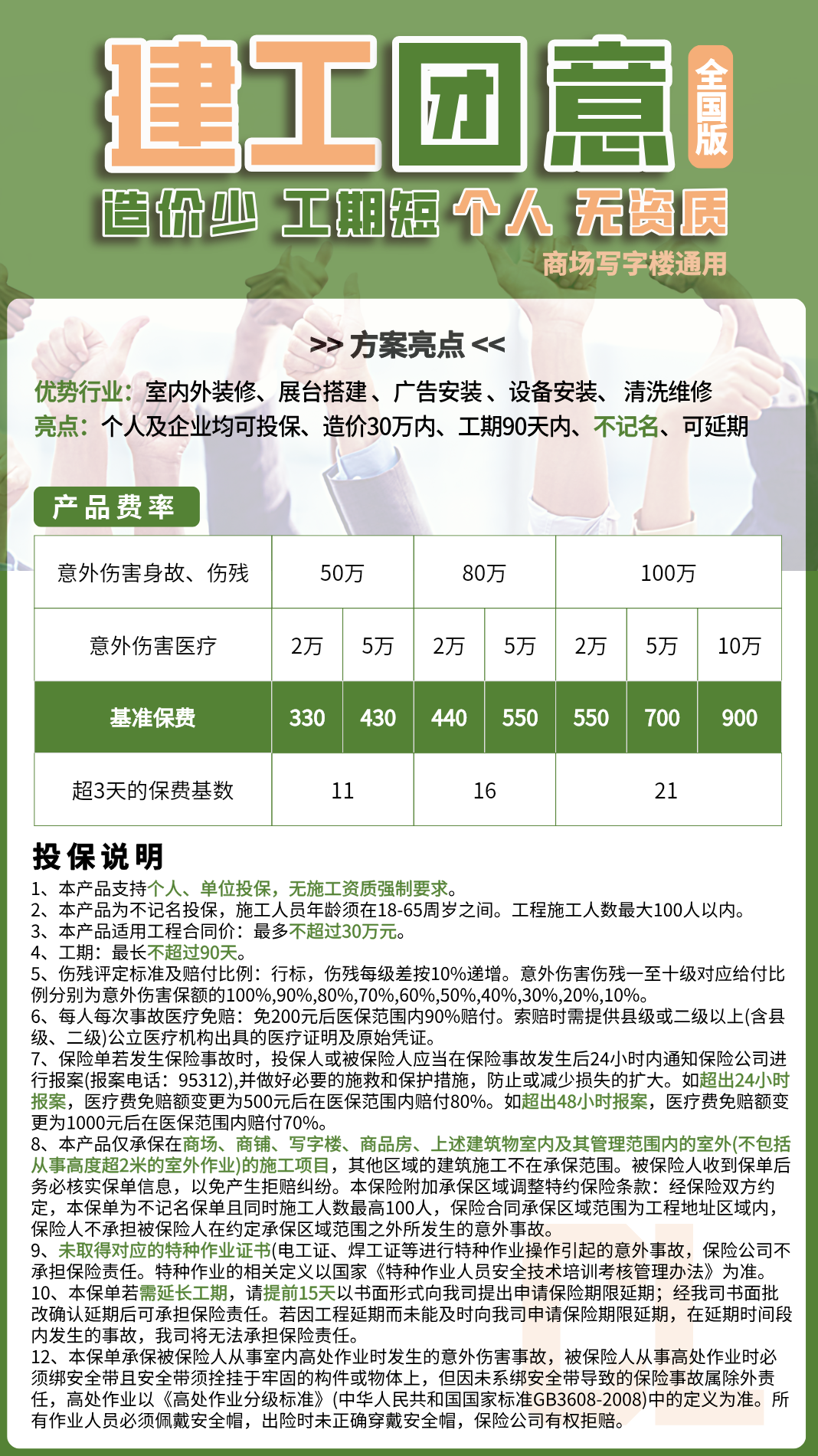 建工团意险(小工程专属)小工程、短工期